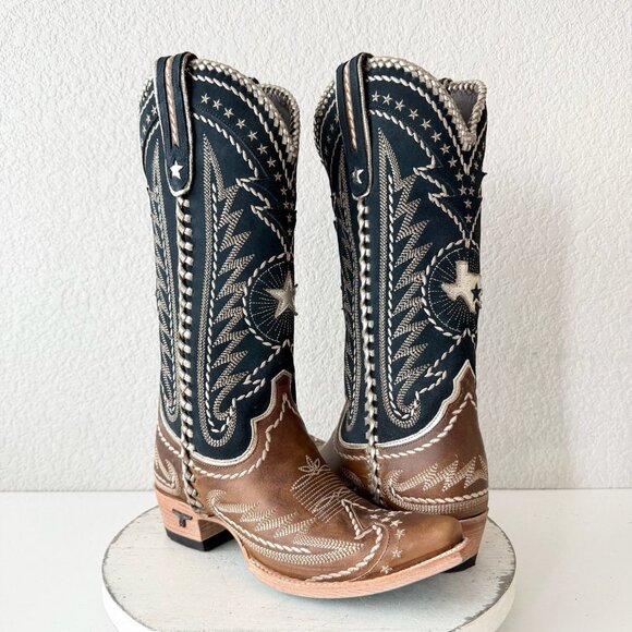 Lane RODEO HOUSTON Womens Cowboy Boots 7 Brown Western Cowgirl Mid Calf Tall - Picture 1 of 11